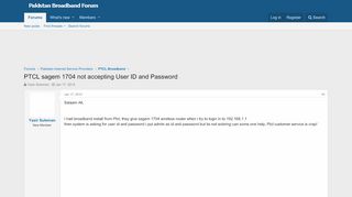 
                            10. PTCL sagem 1704 not accepting User ID and Password | Pakistan ...