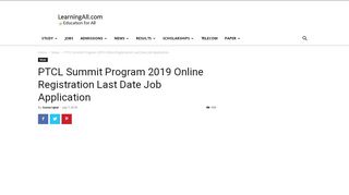 
                            6. PTCL Summit Program 2018 Online Registration Last Date ...