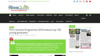 
                            8. PTCL Summit Programme 2018 inducts top 100 young ...
