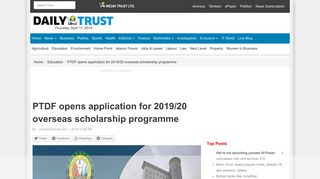 
                            10. PTDF opens application for 2019/20 overseas scholarship programme ...