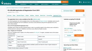 PU UGLAW Application 2018: Registration & Application for PU ...