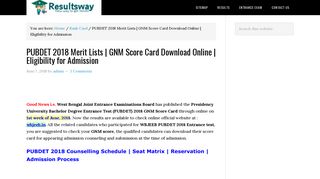 
                            7. PUBDET 2018 Merit Lists | GNM Score Card Download Online ...