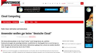 
                            7. Public Cloud, Safe Harbor und Datenschutz: Anwender wollen gar ...