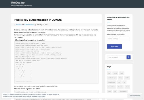 
                            13. Public key authentication in JUNOS | Tech Notes / RtoDto.net