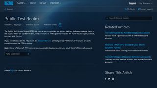 
                            2. Public Test Realm - Blizzard Support - Blizzard Entertainment