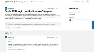
                            10. Public WiFi login notification won't appear. - Microsoft Community