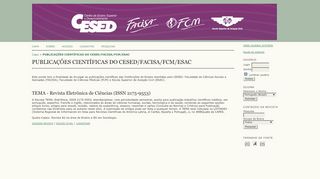 
                            8. PUBLICAÇÕES CIENTÍFICAS DO CESED/FACISA/FCM/ESAC