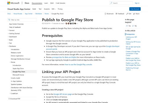 
                            11. Publish to Google Play Store - Visual Studio App Center | Microsoft Docs