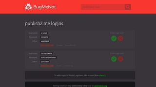 
                            5. publish2.me passwords - BugMeNot