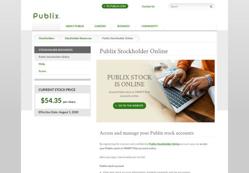 
                            4. Publix Stockholder Online | Stockholders | Publix Super Markets