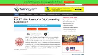 
                            11. PUCET 2018: Result, Cut Off, Counselling & Admission - SarvGyan