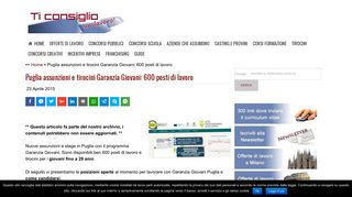 
                            11. Puglia assunzioni e tirocini Garanzia Giovani: 600 posti - Ticonsiglio