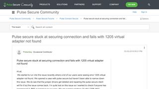 
                            12. Pulse secure stuck at securing connection and fail... - Pulse Secure ...