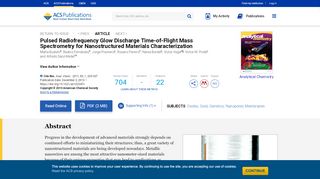 
                            12. Pulsed Radiofrequency Glow Discharge Time-of-Flight ...