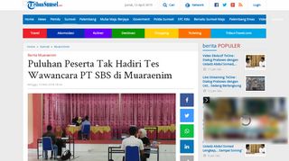 
                            11. Puluhan Peserta Tak Hadiri Tes Wawancara PT SBS di Muaraenim ...
