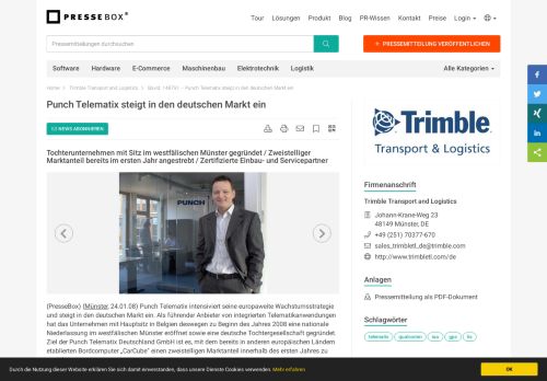 
                            5. Punch Telematix steigt in den deutschen Markt ein - Trimble Transport ...