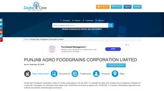 
                            12. PUNJAB AGRO FOODGRAINS CORPORATION LIMITED - Company ...