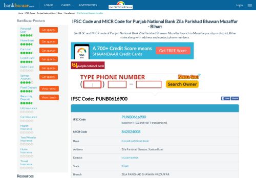 
                            12. Punjab National Bank Zila Parishad Bhawan Muzaffar IFSC Code ...