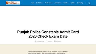 
                            5. Punjab Police Constable Admit Card 2018 Check Exam Date - Jobriya
