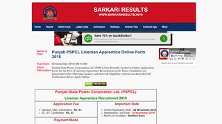 
                            10. Punjab PSPCL Lineman Apprentice Online Form 2018 (850 Post)