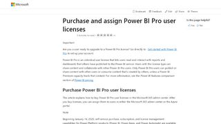 
                            3. Purchase and assign Power BI Pro licenses - Power BI | Microsoft Docs