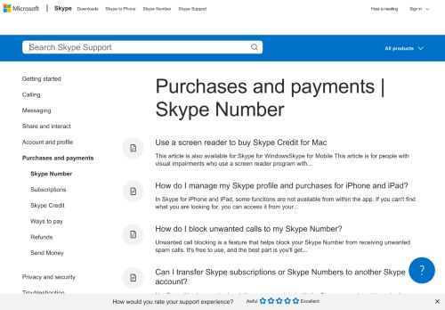 
                            5. Purchases and payments | Skype Number - Skype Support
