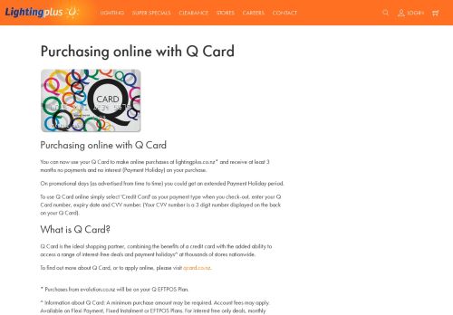 
                            10. Purchasing online with Q Card - , Lighting Plus, New Zealand's ...