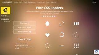 
                            3. Pure CSS Loader - Optimized Spinners for Web · Loading.io