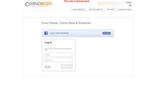 
                            5. Pure Fitness Online - MINDBODY: Login