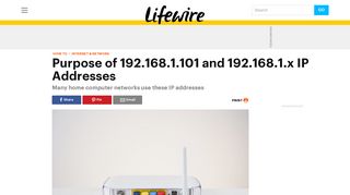
                            5. Purpose of 192.168.1.101 and 192.168.1.x IP Addresses - Lifewire