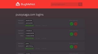 
                            1. pussysaga.com passwords - BugMeNot