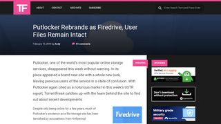 
                            11. Putlocker Rebrands as Firedrive, User Files Remain Intact - TorrentFreak