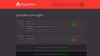 
                            9. putlocker.com passwords - BugMeNot