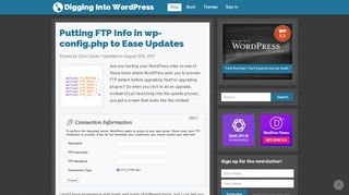 
                            9. Putting FTP Info in wp-config.php to Ease Updates | Digging Into ...