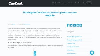
                            8. Putting the OneDesk customer portal on your website