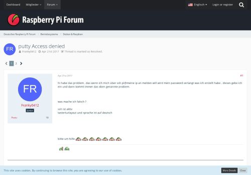 
                            4. putty Access denied - Debian & Raspbian - Deutsches Raspberry Pi Forum