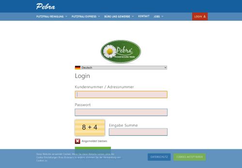 
                            1. Putzfrau Pebra Zürich - Login Kundenbereich