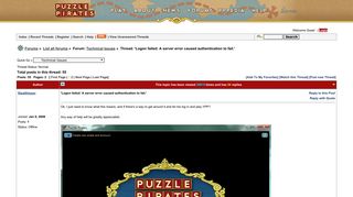
                            1. Puzzle Pirates Forums - View Thread - 'Logon failed: A server ...
