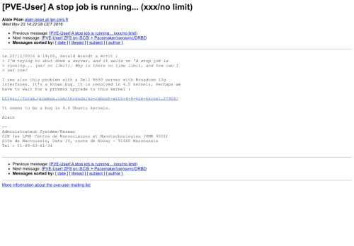 
                            9. [PVE-User] A stop job is running... (xxx/no limit) - Proxmox VE