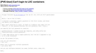 
                            1. [PVE-User] Can't login to LXC containers - Proxmox VE