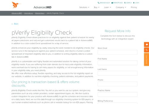 
                            10. pVerify Eligibility Check - AdvancedMD Marketplace