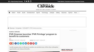 
                            9. PVR Cinemas launches 'PVR Privilege' program to benefit its customers