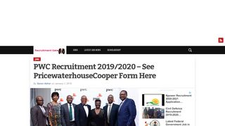 
                            7. PWC Recruitment 2019/2020 - See PricewaterhouseCooper Form Here