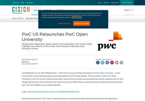 
                            4. PwC US Relaunches PwC Open University - PR Newswire