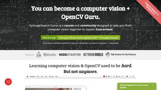 
                            2. PyImageSearch Gurus: Computer Vision and OpenCV Course