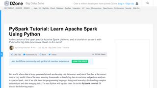 
                            3. PySpark Tutorial: Learn Apache Spark Using Python - DZone Big Data