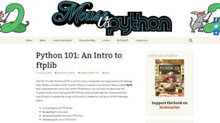 
                            8. Python 101: An Intro to ftplib | The Mouse Vs. The Python