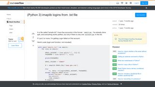 
                            11. (Python 3) imaplib logins from .txt file - Stack Overflow