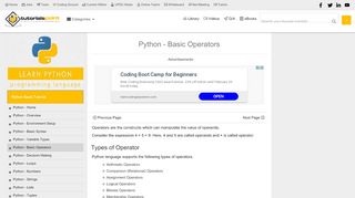 
                            7. Python Basic Operators - Tutorialspoint