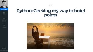 
                            7. Python: Geeking my way to hotel points | Andy Challis